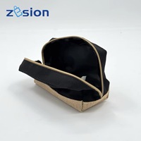 Sac de voyage en toile de jute pour femmes, grande capacité, personnalisé avec logo, imprimé, avec fermeture éclair, pour le maquillage et les cosmétiques