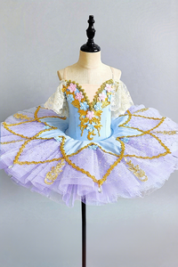 Falda de Ballet de Algodón para Niñas, Falda de Tul Profesional con Flores Moradas para Niñas, Disfraz de <span class=keywords><strong>Bella</strong></span> <span class=keywords><strong>Durmiente</strong></span> para Actuaciones en Grupo - Product Image 6