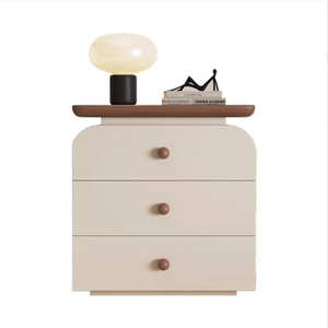 Sophisticated Modern Bedroom <strong>Nightstand</strong> with Leather Storage Bedroom Furniture - Product Image 2