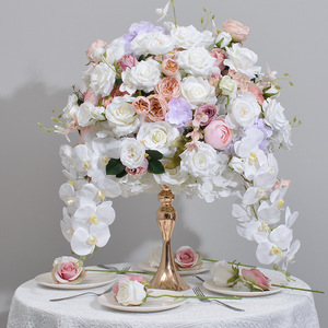 Bouquet de fleurs artificielles en soie 3D, sur mesure, 60 cm, grandes roses blanches et rouges, pour mariage, décoration de centre de table - Product Image 1