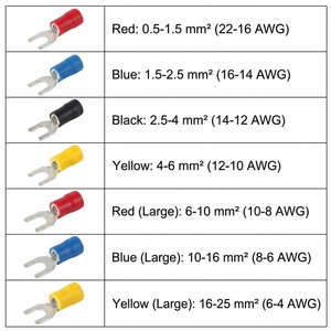 Embout à sertir fourche T2 en <span class=keywords><strong>cuivre</strong></span>, anti-corrosion, avec gaine <span class=keywords><strong>PVC</strong></span>, 16-10 AWG, pour applications automobiles et marines, conforme ISO9001, ignifuge, haute performance - Product Image 5