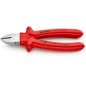 KNIPEX 70 07 180 เครื่องตัดแนวทแยงพร้อมฉนวนกันความร้อน ชุบโครเมียมผ่านการทดสอบ VDE ขนาด 180 มม. - Product Image 1
