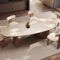 Mesa de Comedor, Estilo Francés Antiguo, Madera Maciza, Personalización Disponible, Forma de Lágrima, Estilo Retro Silencioso para Hoteles