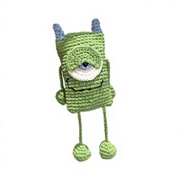 Tas HP Rajut Tangan Motif Kartun Lucu Manis Segar Musim Gugur Dingin 2023, Bahan Katun, Model Kotak Terbuka, DIY Mata Besar, Tenun, Untuk Penggunaan Sehari-hari, Ukuran Kecil