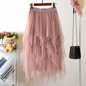 Femmes Double Couche Maille <span class=keywords><strong>Tutu</strong></span> Jupes Robe Asymétrique Une Ligne Robes De Mariée Robes Midi Plissées <span class=keywords><strong>Jupe</strong></span> En Tulle - Product Image 4