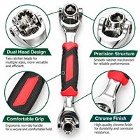 Clé à douille à cliquet multifonction 8-en-1 à double extrémité, rotative à 360 degrés, de 8 à 21 mm, pour réparation automobile et plomberie, usine OEM ODM