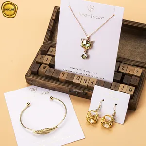 Luxury Jewellery Packaging Matte Printing Foil Stamping Logo Jewelry Display Set White Jewelry Card Bracelet Earring Necklace