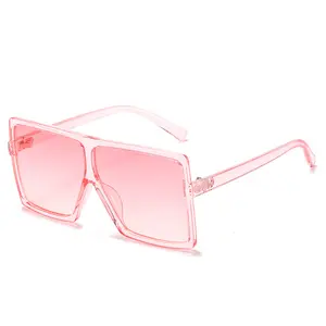 Kacamata hitam anak-anak kacamata hitam persegi ukuran besar kacamata hitam PC merah muda murah grosir mode anak perempuan UV400 ukuran anak-anak 2 buah