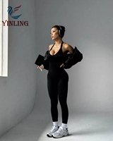 Nouveaux Styles Fitness Body Workout Femmes Gym Sport One Piece Yoga Zipper Jumpsuits