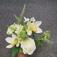 Neue Künstliche Seidenblumen Realistischer Europäischer Stil 10-Köpfiger Blumenstrauß Duftende Orchidee Rose Tischdekoration Weiß 50CM für Hotel und Zuhause