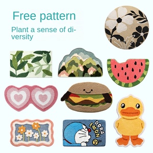 Alfombra de Baño Antideslizante Absorbente y Gruesa con Diseño Cuadrado y Flocado para Entrada de Puerta, Uso Doméstico, Estilo Japonés y Coreano - Product Image 4