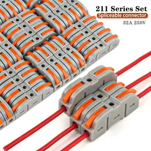 25 pcs Sac Levier Câblage Rapide Multi-circuit Épissage Butt 1 à 1 Fil Connecteur Bornier Compact Connecteurs Électriques