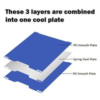 Plateau de construction H2C Cool pour Bambu Lab 335x346.5mm, surface lisse PEI bleue double face, feuille de surface de plateforme, accessoires de lit 3D