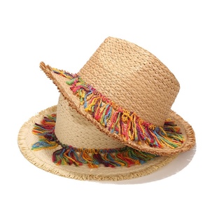 Chapeau de paille Panama fait main personnalisé avec garniture à pompons colorés, chapeau Fedora unisexe, accessoire de plage, chapeau de soleil d'été pour adulte - Product Image 1