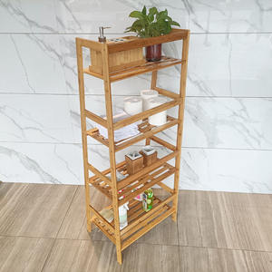 <span class=keywords><strong>Etagere</strong></span> De Rangement, échelle De bain, étagère De douche, support De salle De bain multifonctionnel en bambou à 4 niveaux pour toilettes, nouvelle collection - Product Image 6
