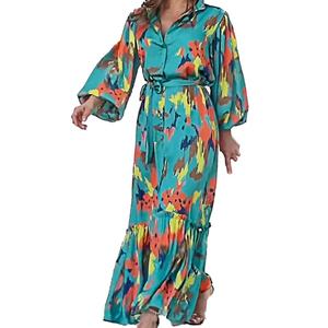 Vestidos Largos de Mujer al por Mayor, Personalizados, OEM, de Alta Calidad, Otoño-Invierno, Nueva Colección, Estampados, con Solapa y Cierre de un Solo Botón - Product Image 4