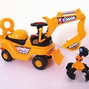 Children's Excavator Scooter Yellow Non Electric Ride On Toy 95-118Cm With Music Four Wheel Twist Car - Product Image 3