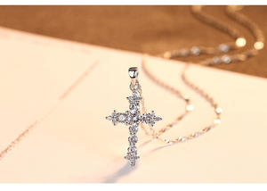<span class=keywords><strong>G2560</strong></span> venta al por mayor Collier Argent 925 plata esterlina circón diamante Cruz colgante collar mujeres joyería fina collares - Product Image 5