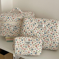 Offre Spéciale Vintage Fleur Velours Côtelé Pochette À Fermeture Éclair Trousse De Maquillage Trousse De Toilette Cosmétique avec Logo Imprimé Personnalisé