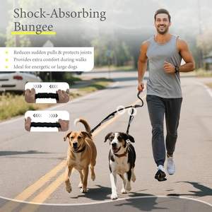 Tali anjing ganda, tali anjing ganda dengan tugas berat pemisah timbal anjing ganda dengan jahitan reflektif dan pegangan empuk untuk berjalan mendaki - Product Image 5