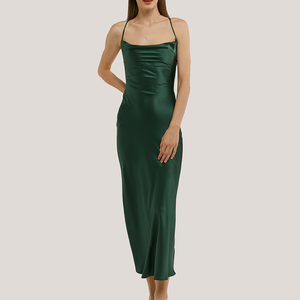 <span class=keywords><strong>Vestido</strong></span> de cóctel personalizado de satén de acetato sin <span class=keywords><strong>espalda</strong></span> de cintura alta para Falda <span class=keywords><strong>larga</strong></span> de mujer - Product Image 2