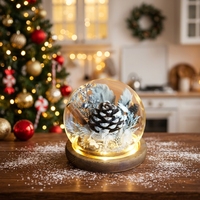 Mini sapin de Noël avec fleurs séchées sous cloche en verre, ornement de Noël