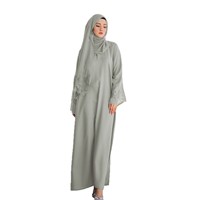 Robes modestes pour femmes musulmanes, très vendues, avec ensemble hijab assorti, couleur unie, élégantes, longueur au sol, dentelle, empiècements floraux, extra-longues