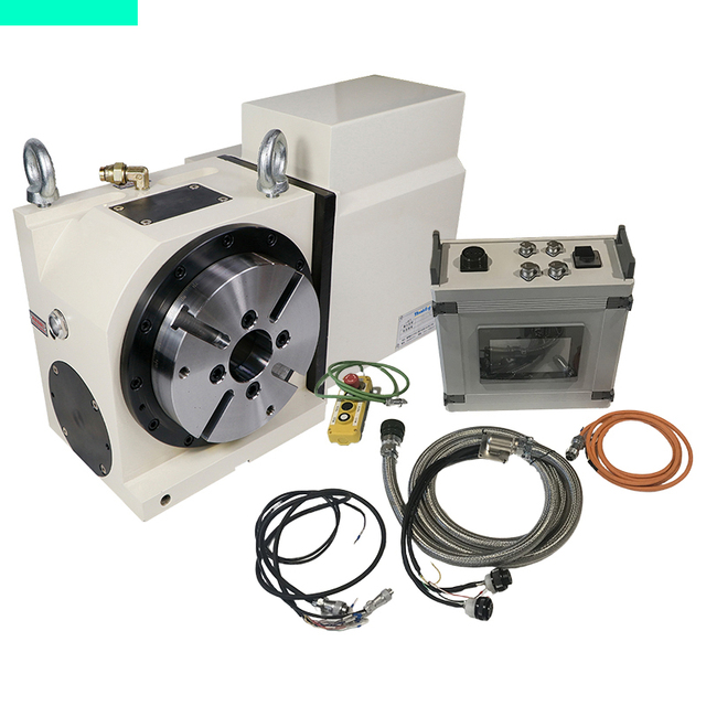 170mm 4 Axis CNC Rotary Table with Single Axis Controller Indexing Trunnion Roller Cam