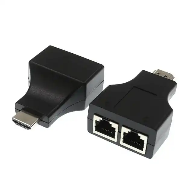 1080P HD MI Dual RJ45 CAT5E CAT6 UTP LAN Ethernet HD MI-Compatible Extender Repeater Adapter Extension to 30m For HDTV HDPC