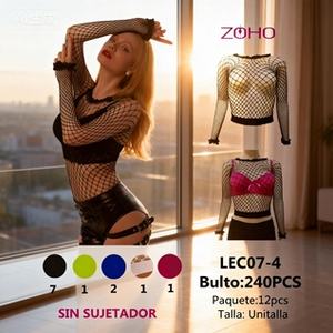 Top in Maglia di Pizzo da Donna, Manica Lunga, Collo Tondo, Traspirante, in Spandex e Poliestere, Sexy, per Club, Lunghezza Corta, Pullover Tinta Unita - Product Image 3