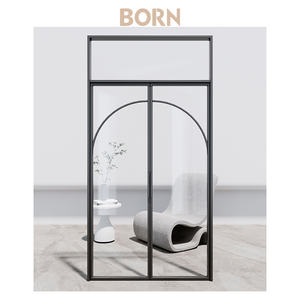 פלדה שחורה נדנדה גריל ברזל חיצוני זכוכית חזית מרפסת חלונות דלתות צרפתית - Product Image 2