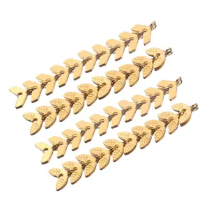 Hobbyworker Stainless Steel Gold Earring Airplane Leaf Chain Charms Connectors for DIY Handmade Earring Jewelry Making