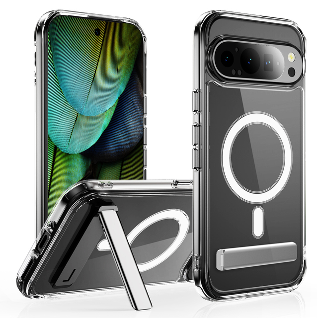 Luxury Clear Case Kickstand Shockproof Magnetic Wireless Charging Mobile Phone Cover Case for Google Pixel 8 9 10 Pro XL 10A