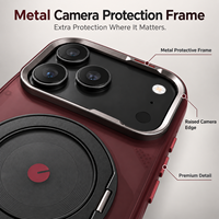 Étui de protection pour téléphone iPhone 18 Pro couleur Bourgogne avec protection 360° °   Support d'anneau rotatif en métal pour appareil photo