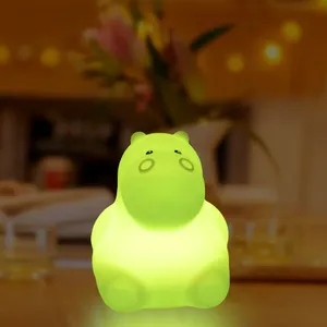 <span class=keywords><strong>Veilleuse</strong></span> hippopotame mignonne pour chambre d'enfant de bébé avec lampe de chevet à LED avec couleurs RVB variables avec télécommande tactile - Product Image 5