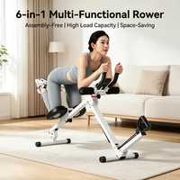 Máquina de remo sentado, entrenador abdominal, equipo de ejercicio para cintura, plegable, compacto, con temporizador digital, para gimnasio en casa, fitness, entrenamiento cardiovascular