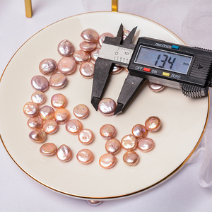 Vendita calda 11-14mm perline di perle di monete bianche irregolari gioielli barocche con bottone perle naturali di acqua dolce di colore rosa - Product Image 2