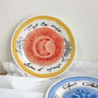 Assiette en céramique de 8 pouces style tarot vintage, motif floral soleil lune étoile, lettres françaises, pour mariage, maison, dessert, salade, décoration de table