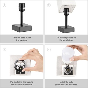 Modern 60W Square Minimalist Night <b>Light</b> Plastic Lamp Body with E26 Bulb Base Battery Powered - Product Image 5
