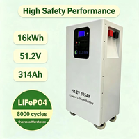 Baterai Surya 51.2V 314Ah 16kWh 16kw yang Dikustomisasi Pabrik dengan Kit Sistem PV Surya, baterai untuk Rumah untuk Hunian