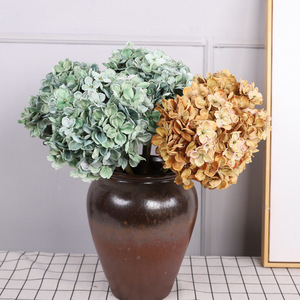 Fleurs artificielles en soie d'hortensia imprimées aux couleurs d'automne, décoration de mariage, ornement de maison, haute simulation, réutilisables - Product Image 2