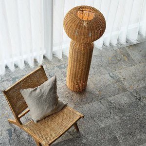 Rattan Woven Floor <b>Lamp</b> Led Light Source For Living Room Bedroom <b>Study</b> Tea Room Decorative Art Lighting - Product Image 4