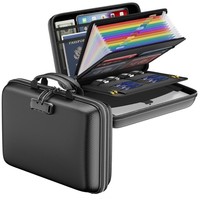 Bolsa de Acordeón Rígida Impermeable y Resistente al Fuego, Organizador de Archivos Multicapa A4 con Cierre de Contraseña para Seguridad en Viajes