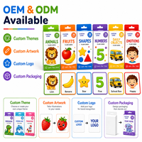 Cartes mémoire éducatives pour enfants, imprimées sur mesure, écologiques, portables, avec motifs graphiques variés et emballage en boîte avec crochet.