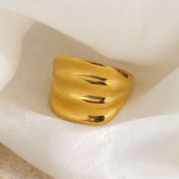 18K Vergoldeter Massiver Kuppelring aus Edelstahl, Wasserfester Breiter Ring, Anlaufgeschützt, Hypoallergen, Statement-Schmuck, Geschenk