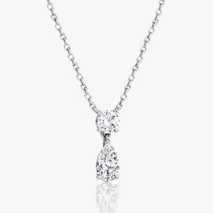 Collar Elegante de Doble Piedra con Moissanita VVS1 D de Corte Redondo y Pera, Chapado en Oro de 14k, Certificado GRA, para Mujer - Product Image 6