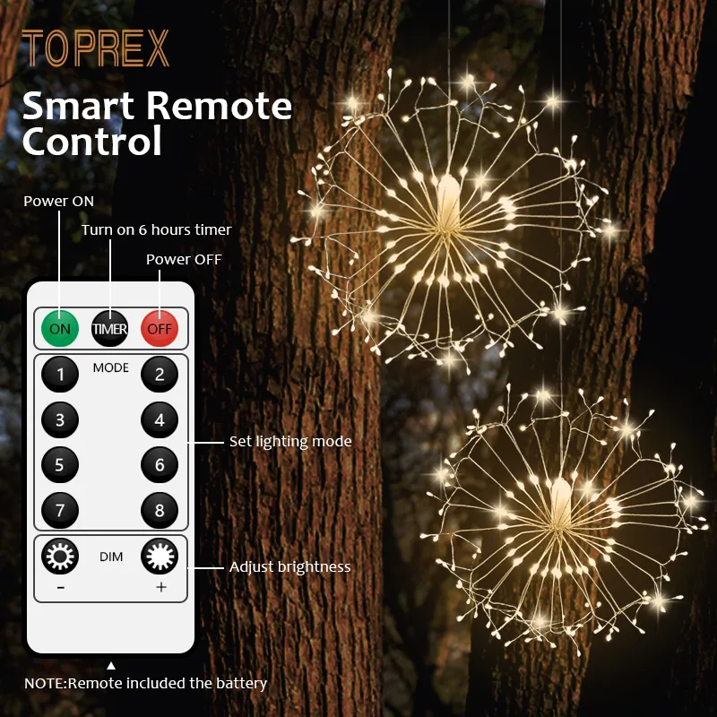 Toprex Dekor LED Fernbedienung LED Starburst Beleuchtung <span class=keywords><strong>Feuerwerk</strong></span> Lichterketten