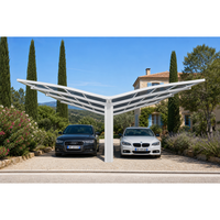 Toit de carport en aluminium de qualité supérieure, structure en aluminium 6063-T5, toit en arche, revêtement poudré, design moderne pour 2 voitures, espace compact