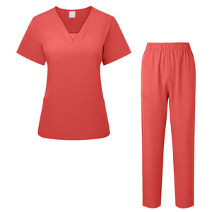 Women Scrub Sets V Neck Short Sleeve Uniforms With Pants Moisture Wicking Hospital Workwear For Nurses Doctors Grooming Salon - Product Image 4