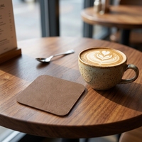 Sous-verres carrés vintage en cuir PU, résistants à la chaleur, antidérapants, pour tasses à café et à thé